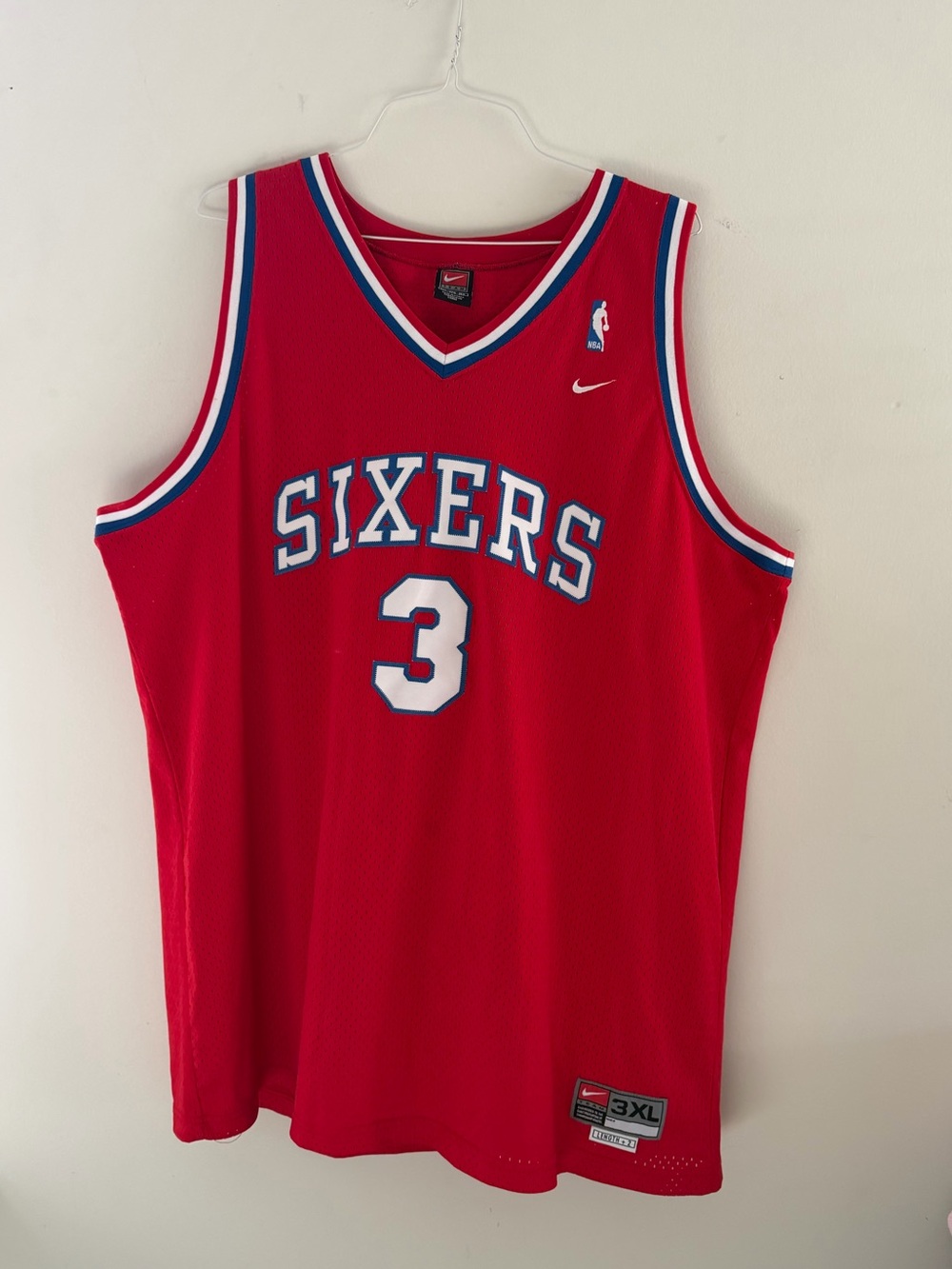 Vintage Nike 2003 Allen Iverson Philadelphia 76ers Red Swingman Jersey 3XL +2